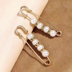 2Pcs Faux Pearl Waist Buckle Set Adjustable Jeans Pin Brooch Pants Buckle