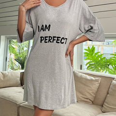 V Neck Pajama Dress Women's Sleepwear & Dresses