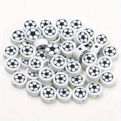 50pcs Football Pattern Soft Pottery Beads DIY Accessories