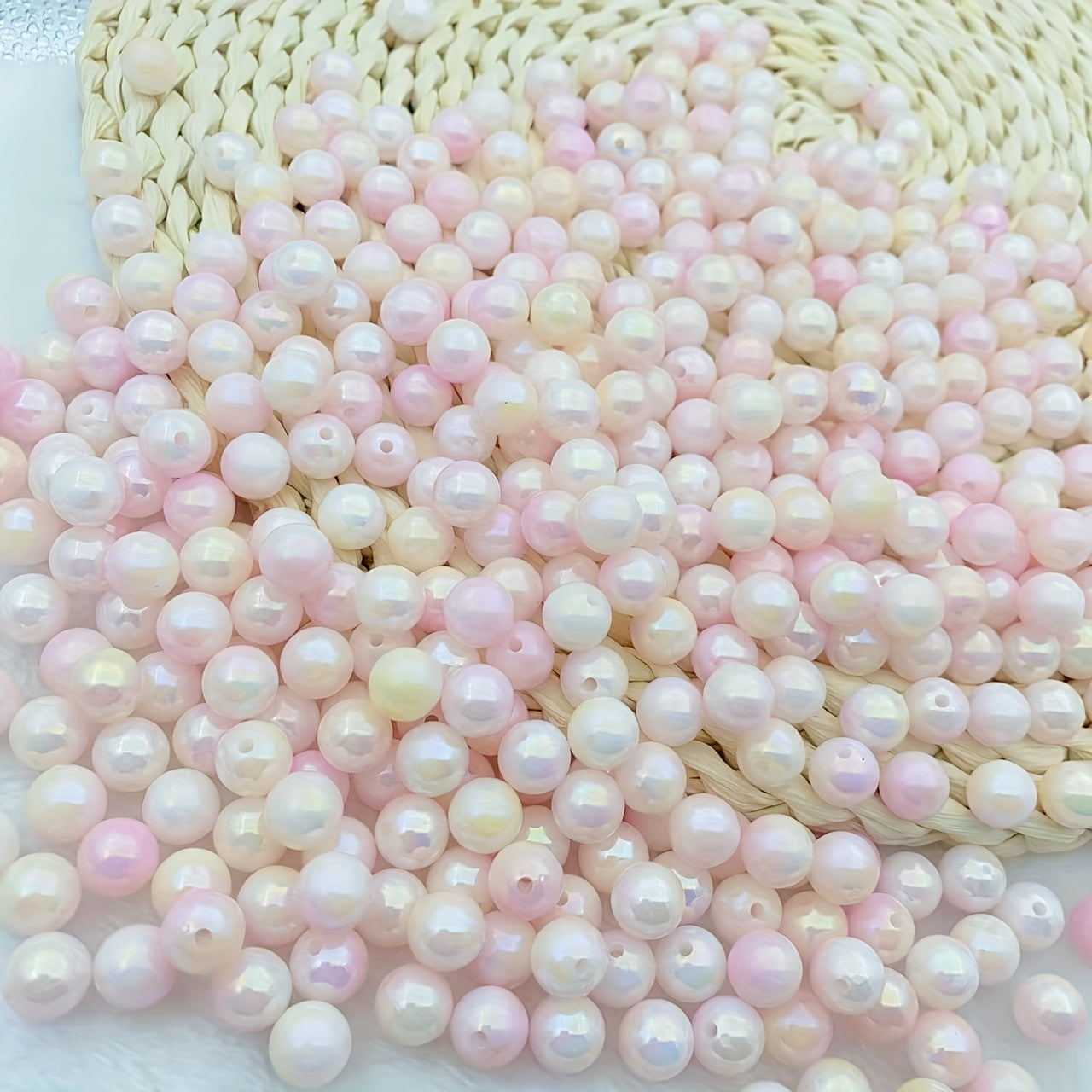 30PCS 10MM Pink Gradient Acrylic Round Beads DIY Jewelry Making Crafts