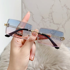 Gradient Women Metal Sunglasses Stylish Outdoor Sunshade Driving Eyeglasses