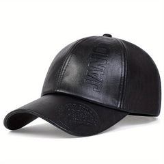 PU Leather Embossed Baseball Cap Unisex Waterproof Casual Sun Hat