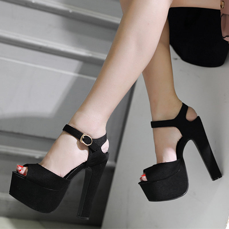 Women's High Heel Platform Sandals Peep Toe Ankle Strap Pumps
