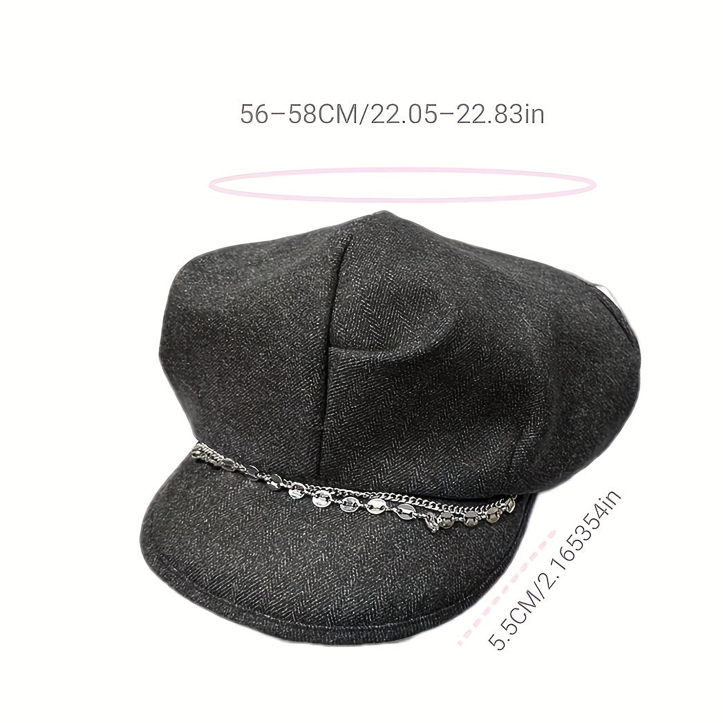 Vintage Solid Beret British Style Octagonal Hat Newsboy Hat