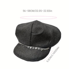 Vintage Solid Beret British Style Octagonal Hat Newsboy Hat