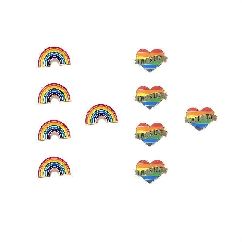 5pcs Rainbow & Heart Enamel Pins Brooches Bag Accessories