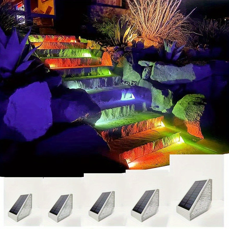 Solar Stair Lights RGB Outdoor IP67LED Garden Brightness 1200
