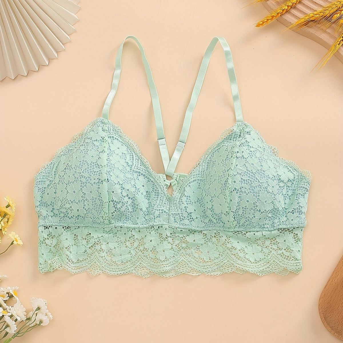  Floral Jacquard Lace Bralette