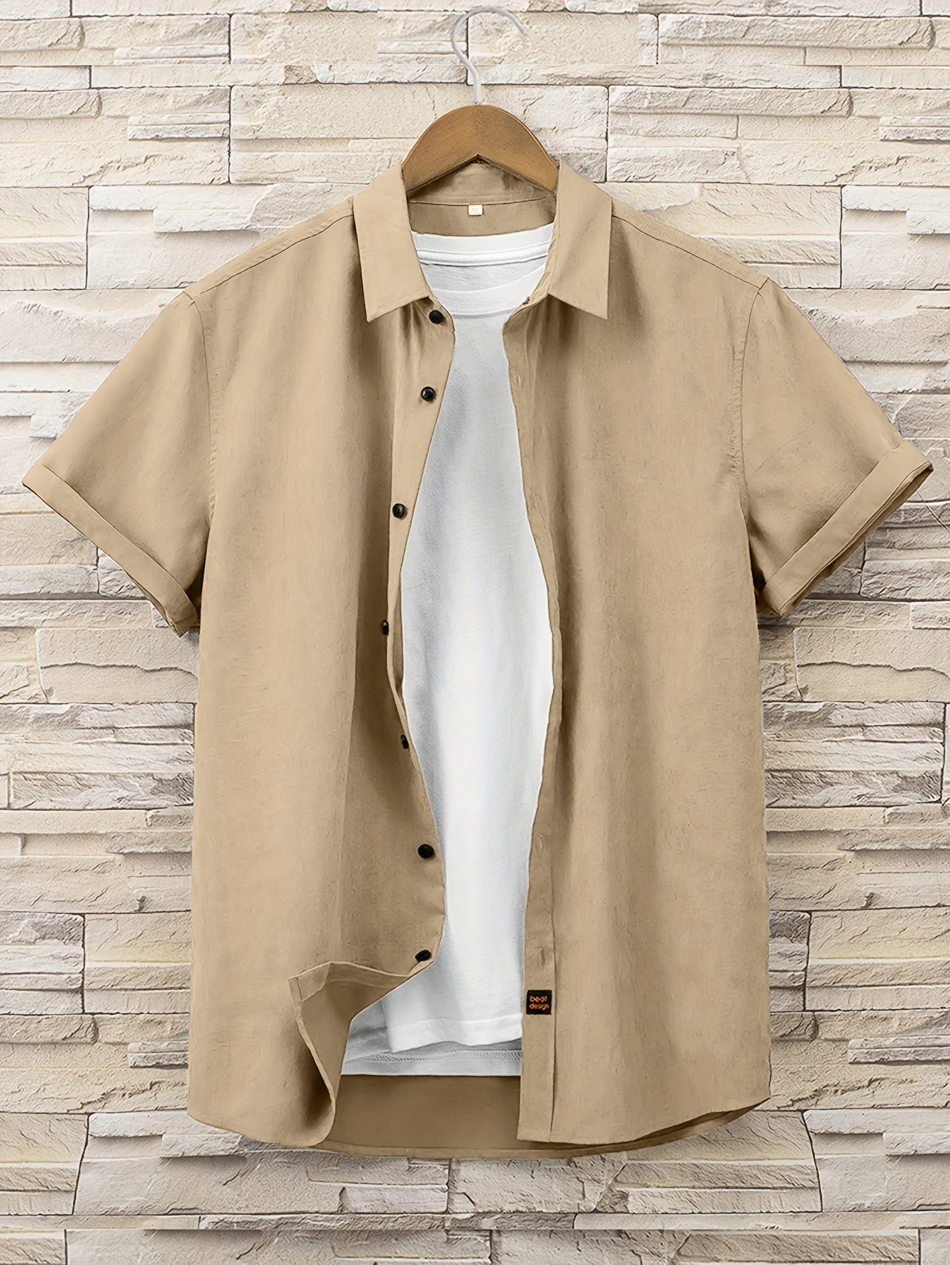 Men's Solid Short Sleeve Shirt for Autumn