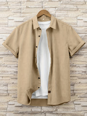 Men's Solid Short Sleeve Shirt for Autumn