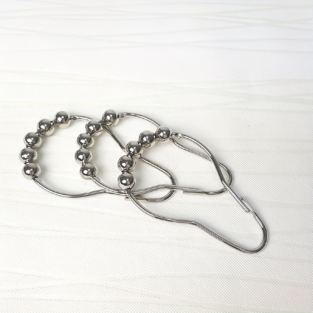 12pcs Stainless Steel Shower Curtain Hooks Rings Bathroom Accessories