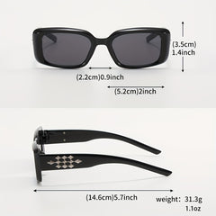 Y2K Rectangle Frame Sunglasses Metal Star Decor UV400