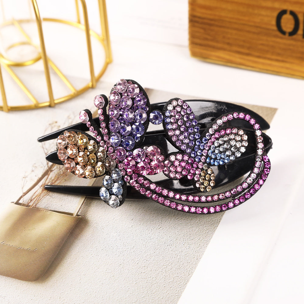 Rhinestone Flower Hair Claw Clip Strong Hold Hairpin