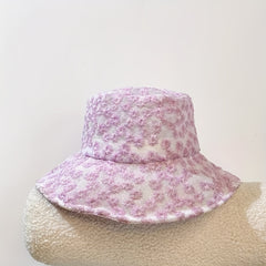 Mesh Lace Flower Embroidery Fisherman Hat for Women