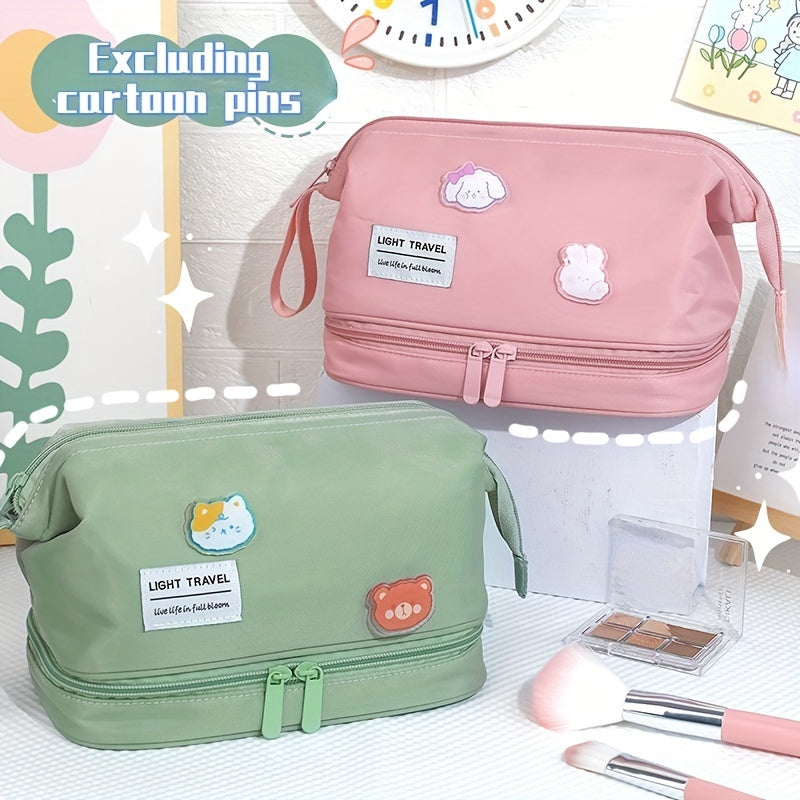 Versatile Makeup Zipper Bag Solid Portable Cosmetic Toiletry Wash Bag