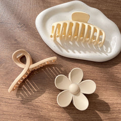 3pcs Large Flower Hair Claw Clips Strong Hold Matte Banana Jaw Clips