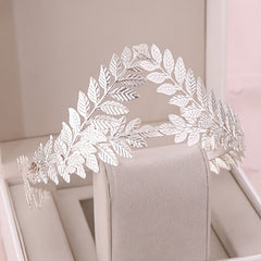 Golden Floral Tiara Botanical Bridal Tiara Rhinestone Tiara Bridal Crown