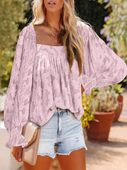  Casual Mesh Flounce Sleeve Blouse