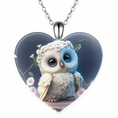 1pc Zinc Alloy Owl Pendant Crystal Necklace Men Women Party Accessory