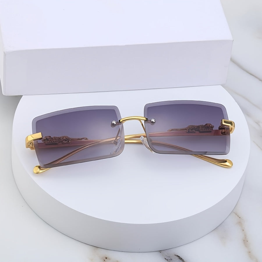 Leopard Temple Square Frame Sunscreen Sunglasses Men Women