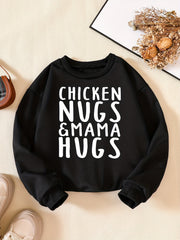 CHICKEN NUGS&MAMA HUGS Boys Sweatshirt Long Sleeve Crew Neck Tops