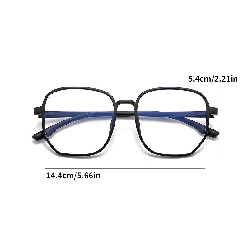 Large Polygon Eyeglass Frame Light Blocking Glasses Clear Lens