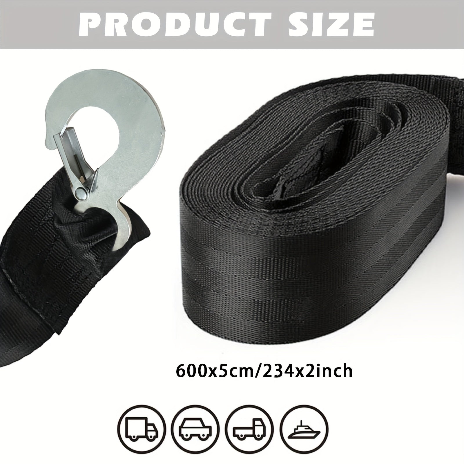 1m Tugboat Belt w/ Safety Snap Hook Boat Tow Rope