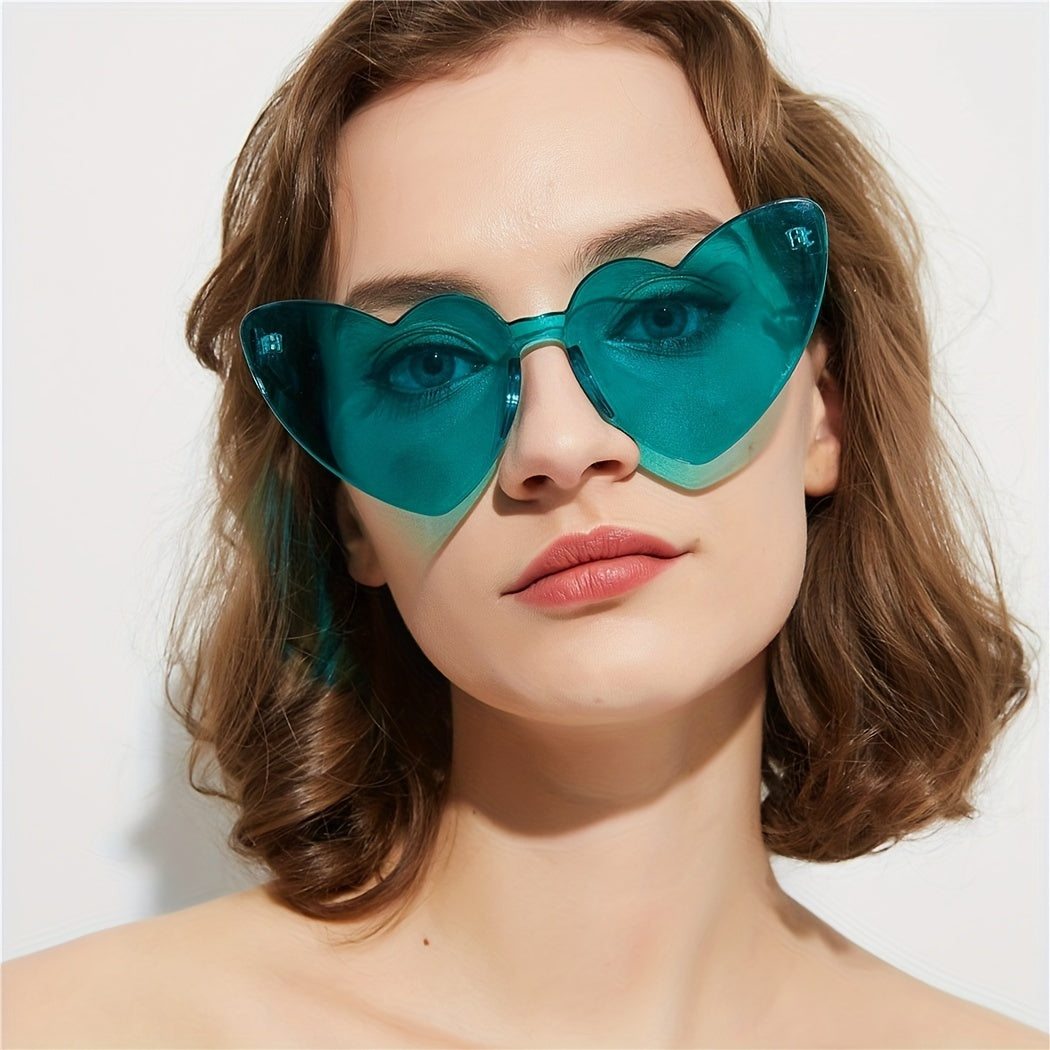 Heart Sunglasses For Women Men Solid One piece Jelly Glasses For Summer