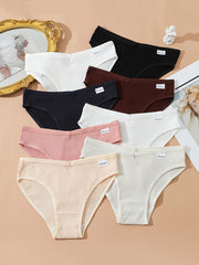 8pcs Seamless Ribbed Bikini Comfy Low Waist Panties Women Lingerie