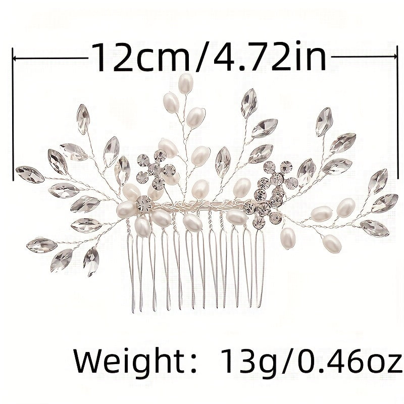 Crystal Flower Bridal Hair Comb with Silver Accents