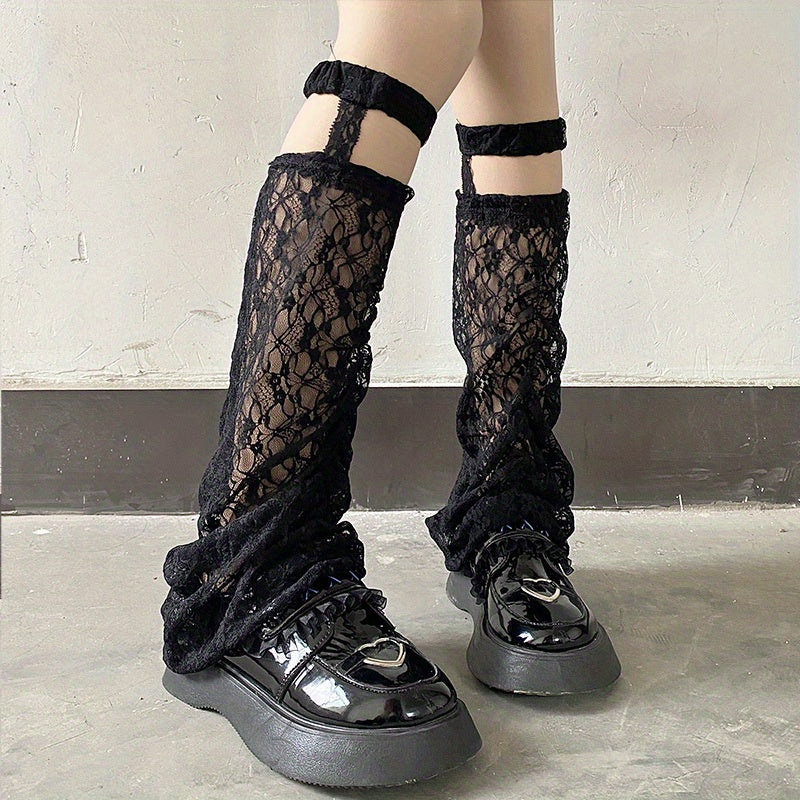 Y2K Floral Lace Leg Warmers Lolita Knee High Socks