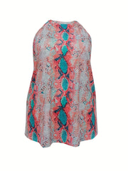  Snake Skin Print Halter Neck Tank Top