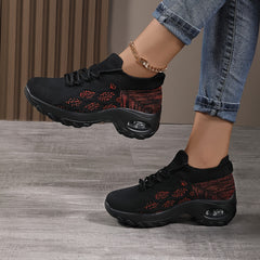 Argyle Pattern Sneakers With Air Cushion Height Increased Running Shoes