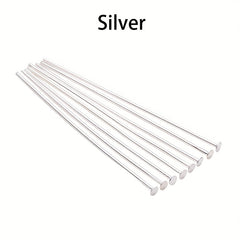 100pcs Silver/Gold/Rhodium Headpins Jewelry Findings DIY Supplies