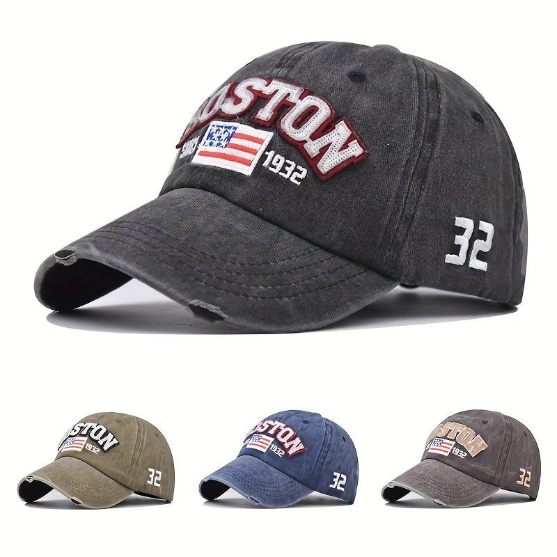 USA Flag Embroidered Baseball Cap Vintage Peaked Sun Hat