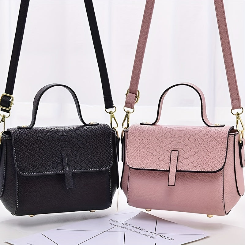 Small Snakeskin Embossed Crossbody Bag Women's Top Handle Purses