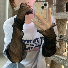 Lace Ruffles Long Gloves Sunscreen UV Protection Sleeves