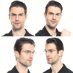 SOOLALA Titanium Rimless Reading Glasses
