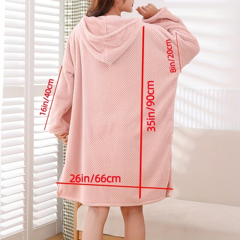 Women's Hooded Bathrobe with Towel for Shower and Spa