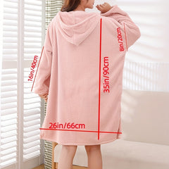 Women's Hooded Bathrobe with Towel for Shower and Spa
