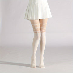Criss Cross Pattern Pantyhose High Waist Slim Footed Stockings