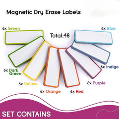 48pcs Colorful Magnetic Erasable Labels for Home Office Garage Whiteboard