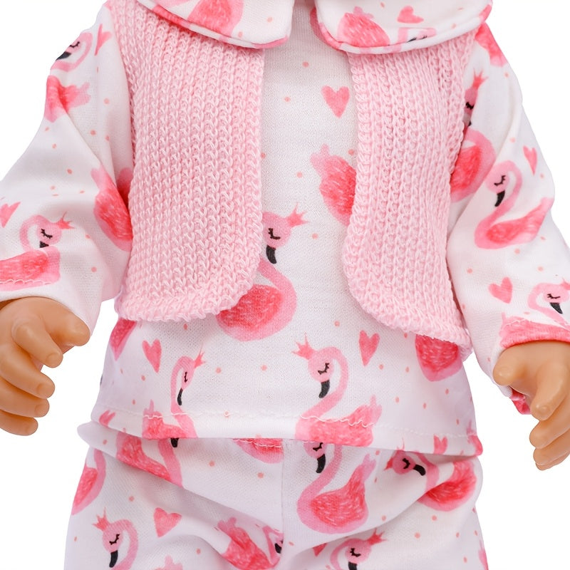 4pcs Flamingo Girl Doll Clothes for 17-18 inch Reborn Dolls
