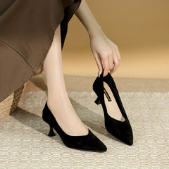 Women's Pointed Toe Kitten Heels Slip On Low Heels Office Work Shoes