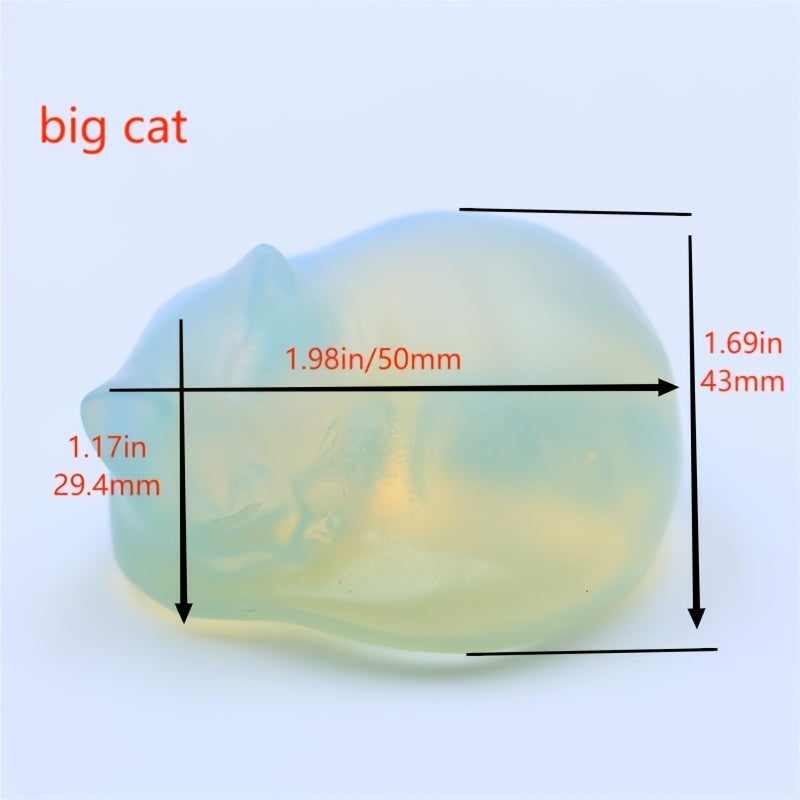 Crystal Sleeping Cat Figurine Home Decor