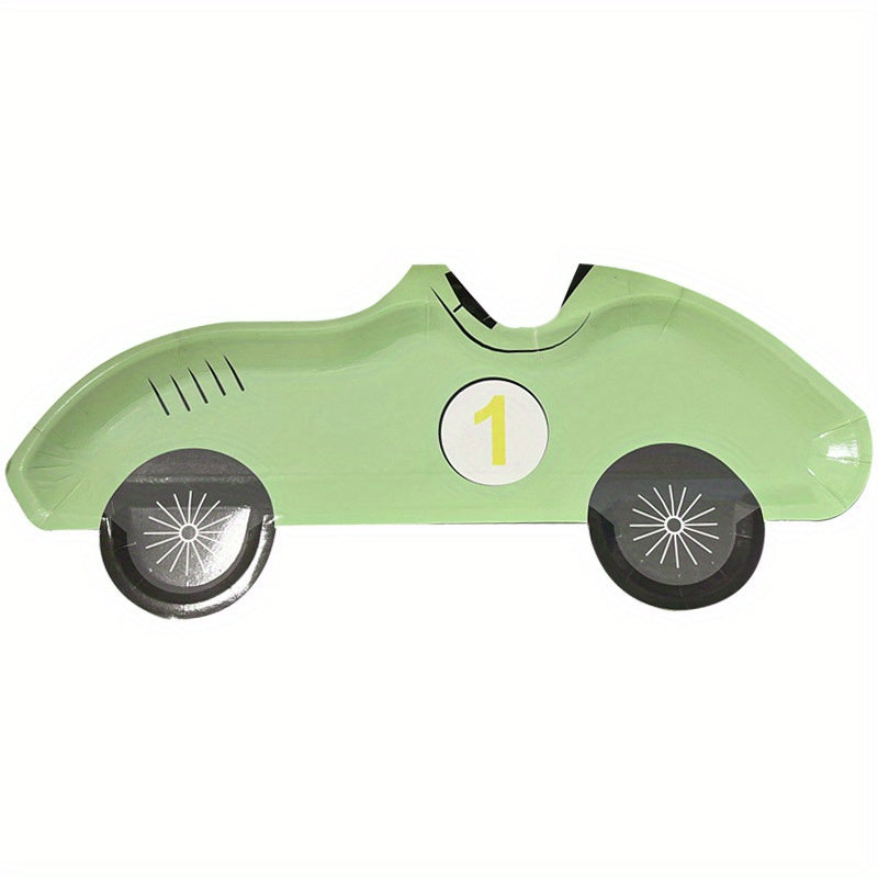 10pcs Race Car Shape Paper Plates Racing Car Party Supplies For Boys