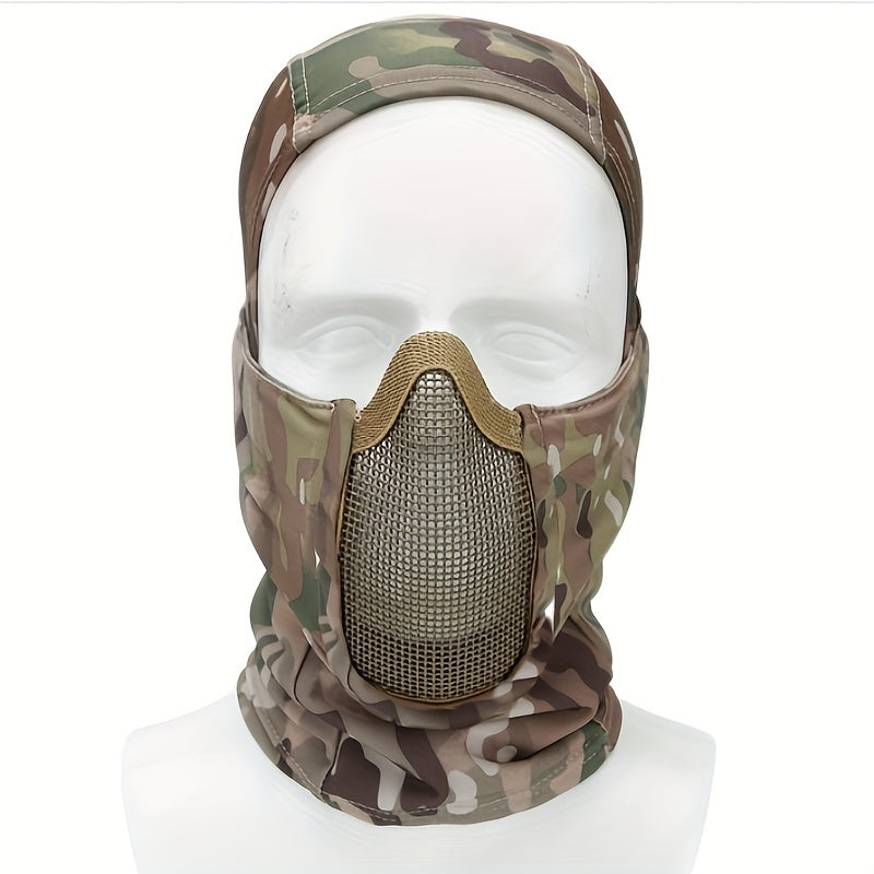 Tactical Full Face Balaclava Cap Metal Mesh Mask for Airsoft Paintball