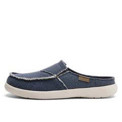 Men's Canvas Slip On Mules Lightweight Breathable Open Back Shoes