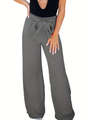 Casual Flared Leg Bow Tie Pants