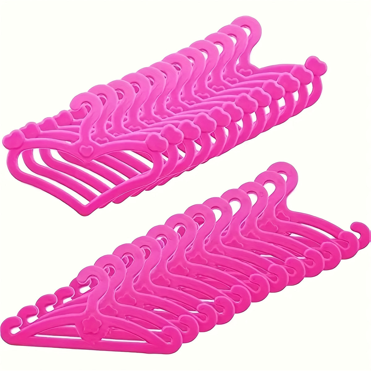 62pcs Pink Plastic Hangers Set for 11.5 Inch Dolls Clothes Dresses Outfits